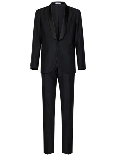 Boglioli Black Virgin Wool Tuxedo Suit