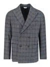 Boglioli Double-breasted Check Pattern Blazer Jacket In Gray