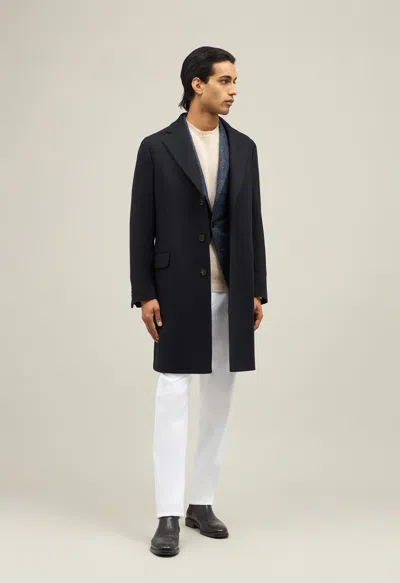 Boglioli Blended Wool Herringbone K-coat In Dark Blue