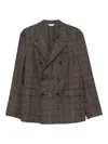 Boglioli Double-breasted Wool Blend Check Blazer In Brown