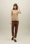 Boglioli Brushed Wool Cashmere Crewneck In Beige