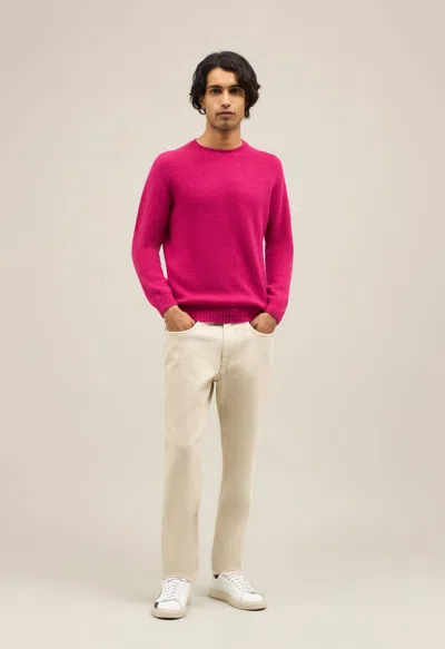 Boglioli Brushed Wool Cashmere Crewneck In Fuchsia