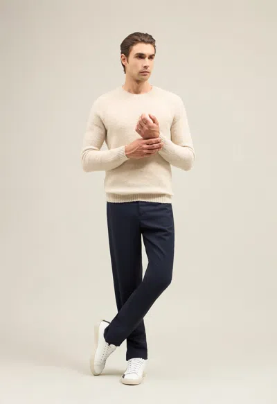 Boglioli Brushed Wool Cashmere Crewneck In Natural White