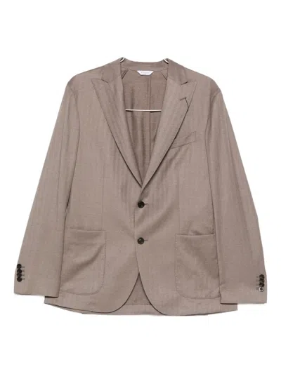 Boglioli Button Herringbone Jacket In Brown