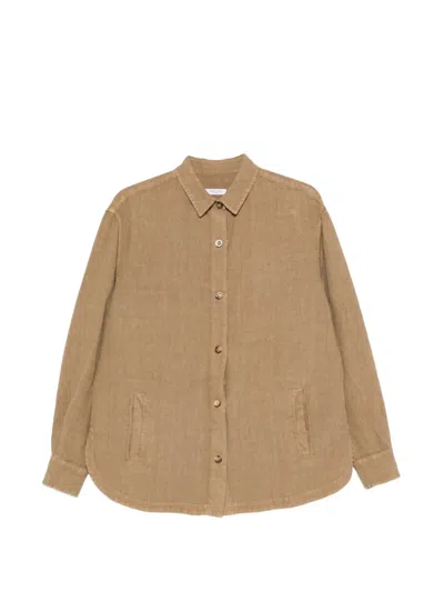 Boglioli Button-down Curved-hem Shirt In Brown