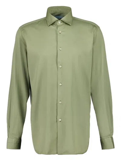 Boglioli Buttoned French Collar Shirt In Green