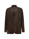Boglioli Leather Jacket With Buttons In Multi