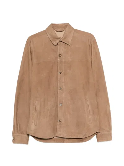Boglioli Buttoned Suede Shirt In Brown