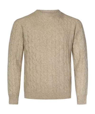 Boglioli Cable Knit Crewneck Sweater In Beige