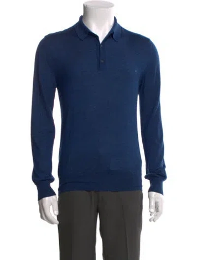 Pre-owned Boglioli Cashmere Collar Polo Shirt In Blue