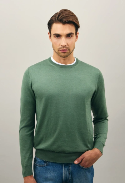 Boglioli Cashmere Silk Extra-fine Crewneck In Green