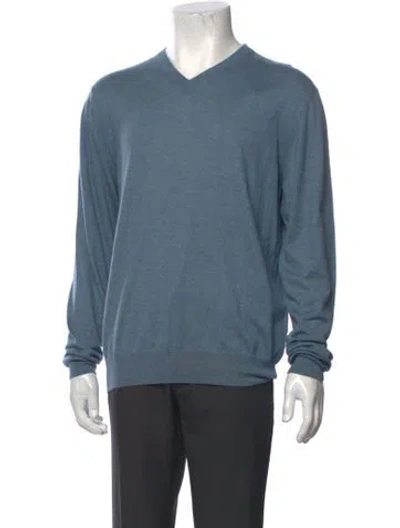 Pre-owned Boglioli Cashmere V-neck Pullover W/ Tags In Blue
