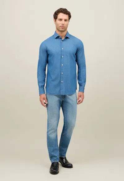Boglioli Chambray Shirt In Blue