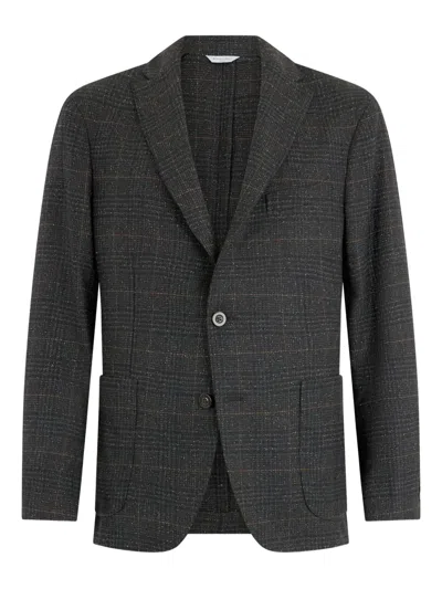 Boglioli Check-pattern Two-button Blazer In Gray