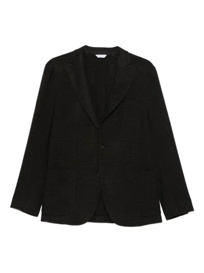 Boglioli Check-patterned Single-breasted Blazer In Black