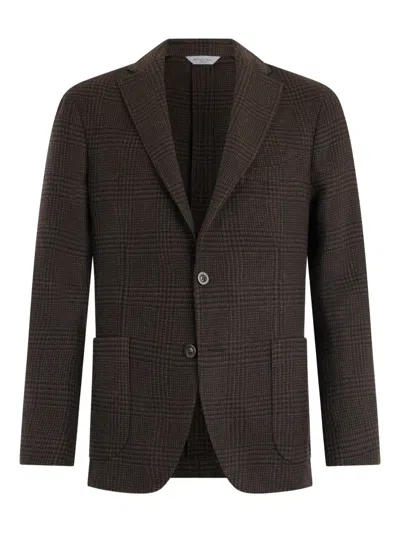 Boglioli Checked Pocket Blazer In Brown