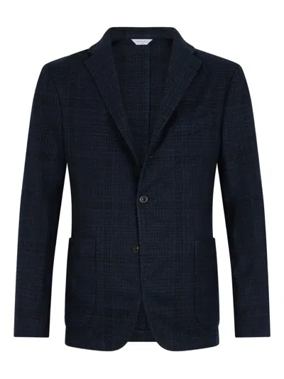 Boglioli Checked Single-breasted Blazer In Blue