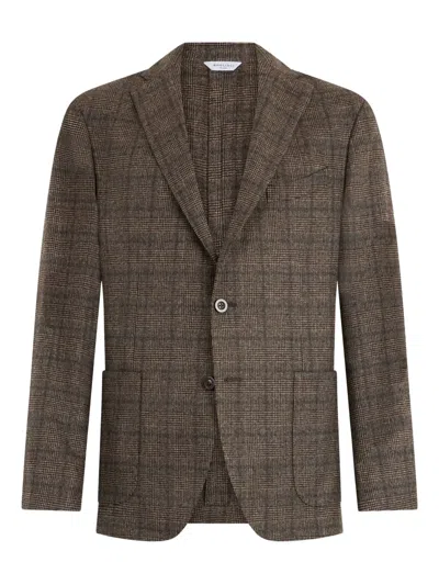Boglioli Checked Single-breasted Blazer In Brown