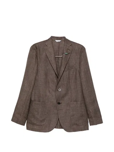 Boglioli Linen Double Breasted Jacket Notch Lapels In Multi