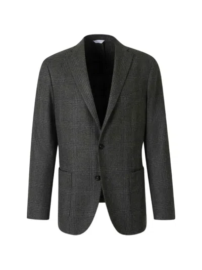 Boglioli Check-pattern Notched-lapel Blazer In Gray