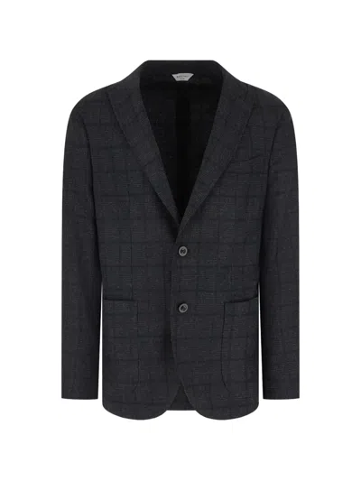 Boglioli Check-pattern Notched-lapels Blazer In Grey