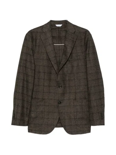 Boglioli Check-pattern Wool Jacket In Brown