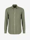 Boglioli Long-sleeve Piqué Cotton Shirt In Army Green