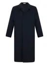 Boglioli Long Sleeve Coat With Notched Lapel And Vent In Blue