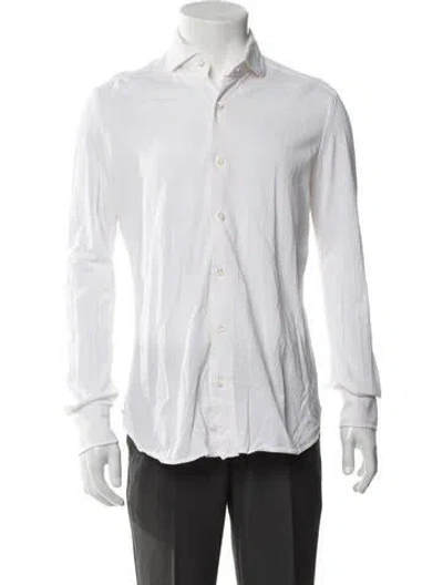 Pre-owned Boglioli Collar Long Sleeve Polo Shirt In White