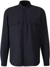 Boglioli Men's Overshirt With Band Collar In Blue