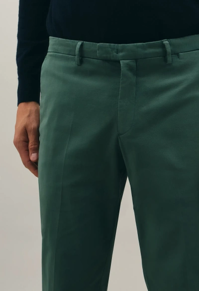 Boglioli Comfort Cotton Slim Chinos In Green-turquoise