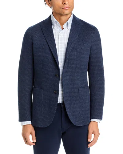 Boglioli Cotton Blend Micro Houndstooth Jersey Jacket In Blue