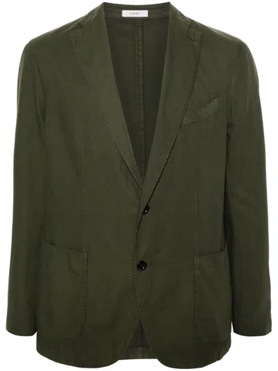 Boglioli Single-breasted Cotton Blend Blazer In Green