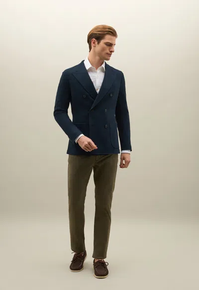 Boglioli Cotton Jersey Double-breasted Dover Jacket In Blue