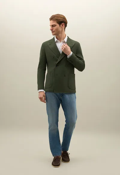 Boglioli Cotton Jersey Double-breasted Dover Jacket In Green