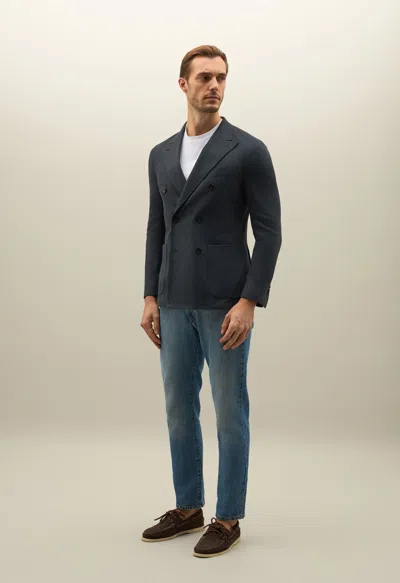 Boglioli Cotton Jersey Double-breasted Dover Jacket In Grey