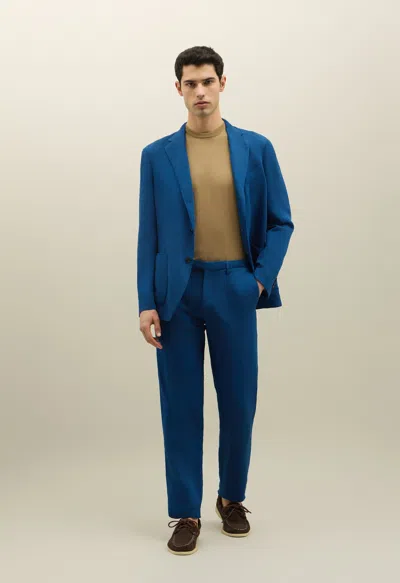 Boglioli Cotton Linen Satin Dover Suit In Blue