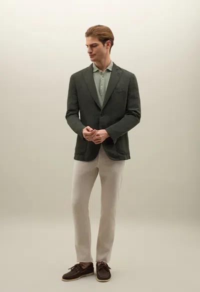 Boglioli Cotton Linen Satin K-jacket In Moss