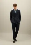 Boglioli Cotton Linen Twill Double-breasted K-suit In Blue