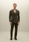 Boglioli Cotton Linen Twill Double-breasted K-suit In Dark Green