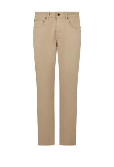 Boglioli Cotton Silk 5 Pocket Trousers In Beige