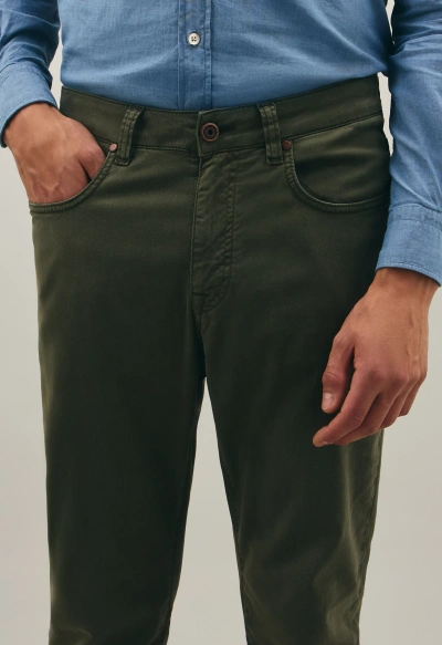 Boglioli Cotton Silk 5 Pocket Trousers In Green