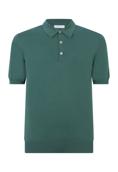 Boglioli Cotton Silk Short Sleeve Polo In Green