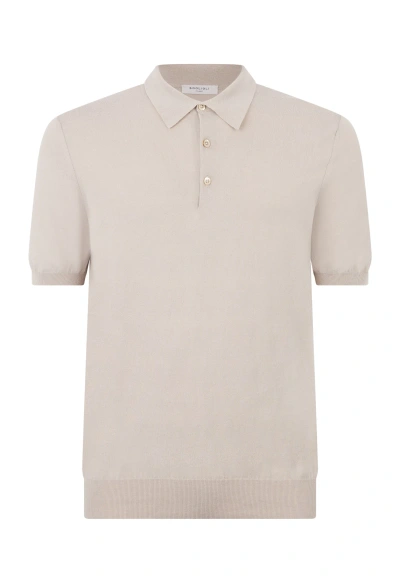 Boglioli Cotton Silk Short Sleeve Polo In Beige