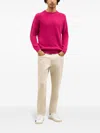 Boglioli Brushed Wool Cashmere Crewneck In Pink