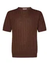 Boglioli Crewneck Brown Flat-ribbed Linen In Brown