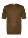 Boglioli Crewneck Green Flat-ribbed Linen In Green