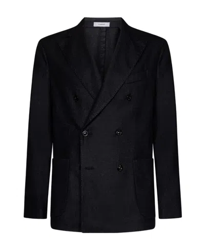 Boglioli Virgin Wool And Cotton Double-breasted K-jacket In Dark Blue