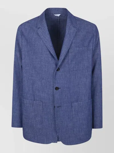 Boglioli Denim Jacket Notch Lapel Chest And Front Pockets In Blue