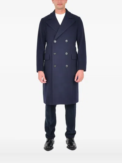 Boglioli Double-breasted Belted Coat In Blue